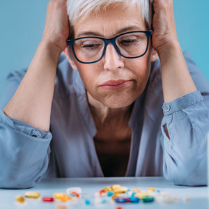 Woman Looking At Pills
